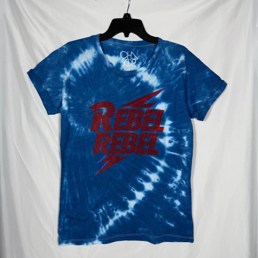 REVOLVE Chaser Blue & Red Tie-Dye David Bowie Rebel Rebel T-Shirt, Size XS, NWT